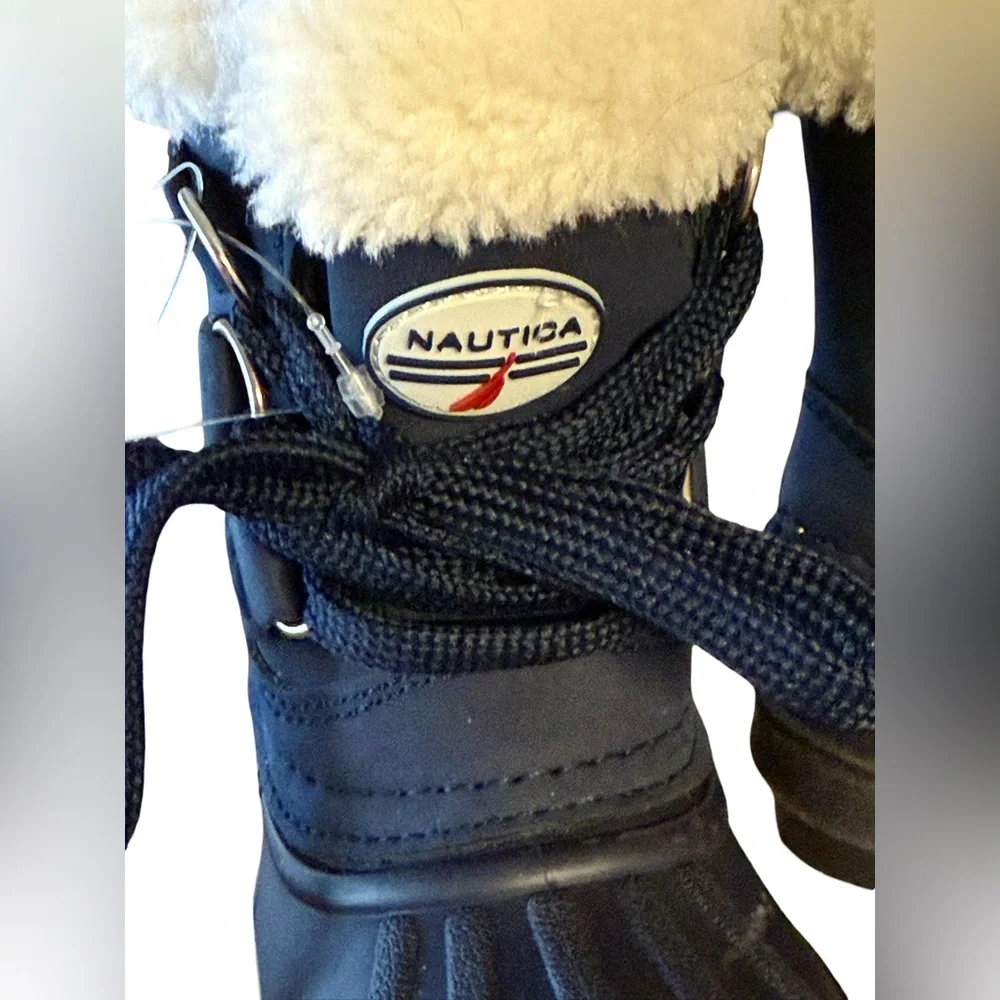 Nautica NWT Sz 6 Toddler Boys Dark Blue Boots Soft White Lining Lace Up (SH026)